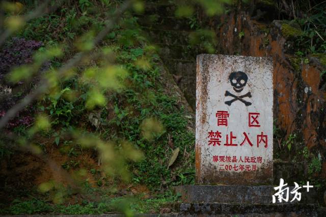 沿路前行,道路旁,丛林里,山崖上,刷有骷髅头标志的雷区警示牌随处可见