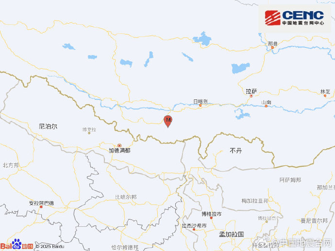 西藏日喀則市定日縣發(fā)生3.4級(jí)地震 震源深度10千米