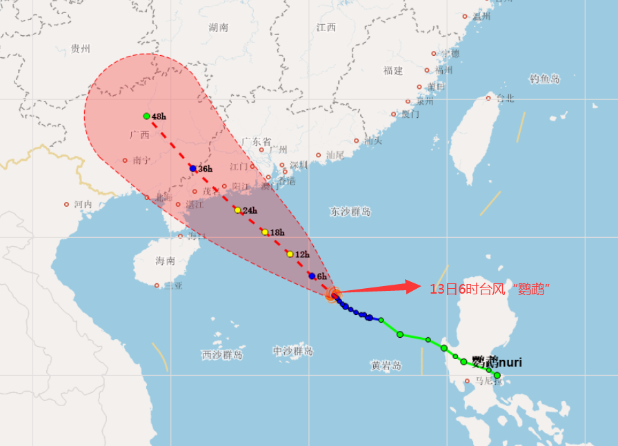 13日6时热带低压位置及路径预报 13日6时热带低压位置及路径预报
