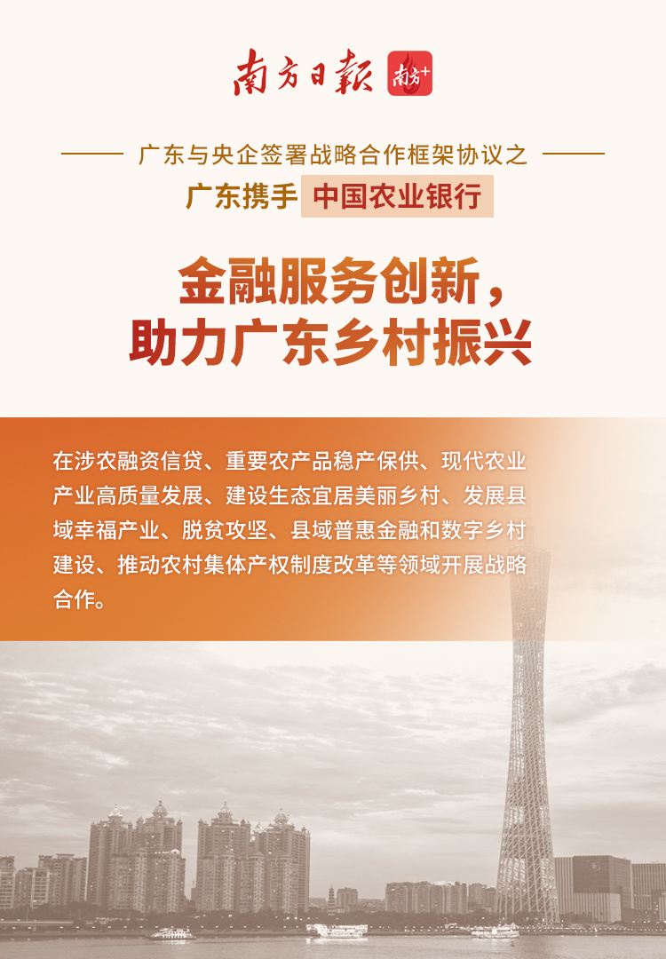 海报6：广东省人民政府 中国农业银行股份有限公司签署金融服务乡村振兴战略合作协议