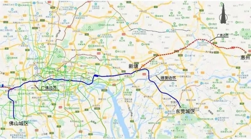 广州地铁28号线走向图。