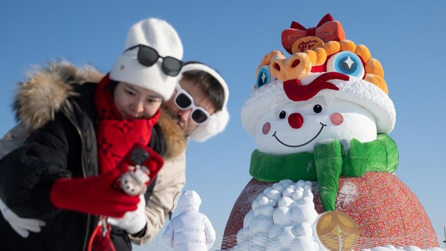 Snow sculptures in China's "Ice City"