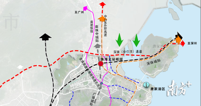 珠海交通“十四五”规划重大基础设施布局（局部）。