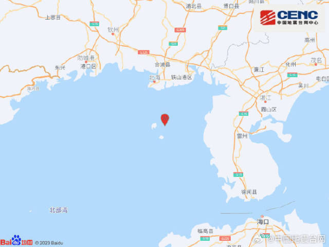 广西北海市银海区海域发生4.2级地震 网友表示玉林、茂名、湛江等地有震感