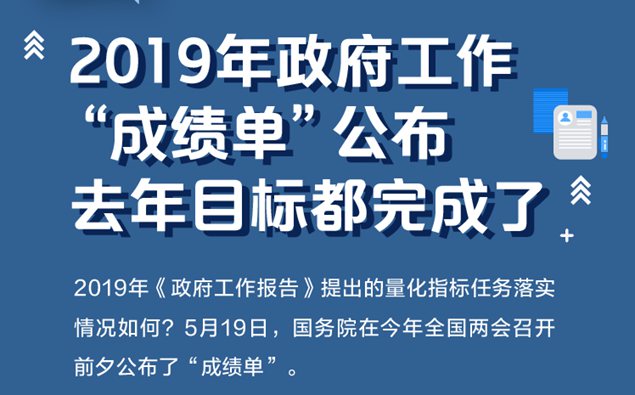 一图读懂：2019年政府工作“成绩单”公布 目标都完成了