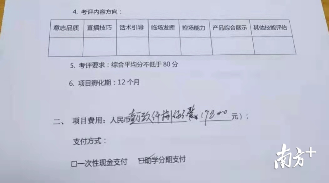 合同列举了亿铭传媒的培训项目和款项。