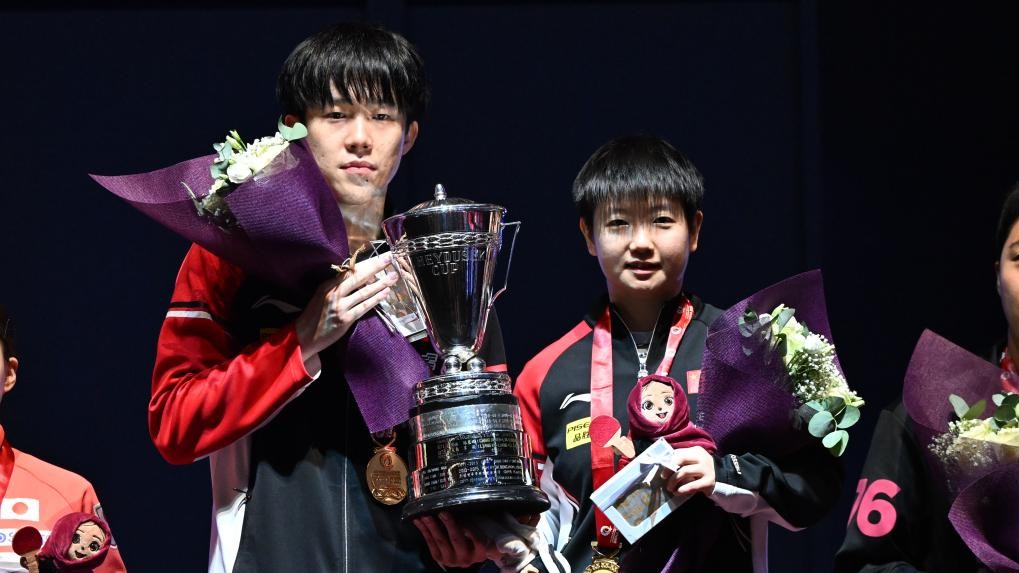 Wang/Sun win third straight mixed doubles title at TT worlds