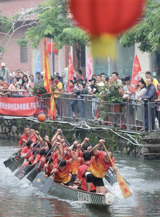 广东人扒龙舟，为讨一年的好彩头。