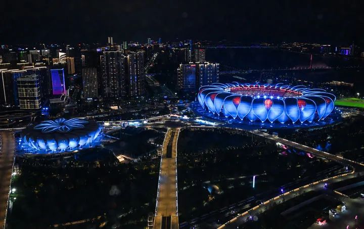 9月23日拍摄的杭州奥体中心体育场馆群。新华社记者 李安 摄