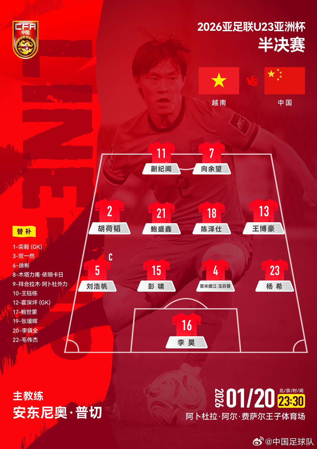 图源：中国足球队微博