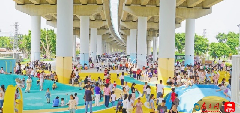 位于广州市南沙区东涌镇的马克村桥下公园。图片来源：“活力马克”微信公众号