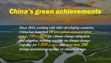 China is actively involved in green development at home and abroad