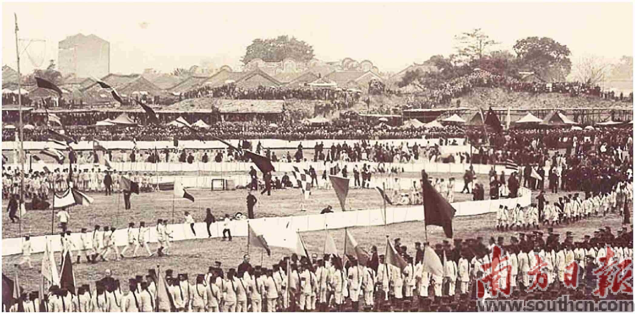 1906年1月，广东省大运动会在东较场（现广东省人民体育场）举行。资料图片