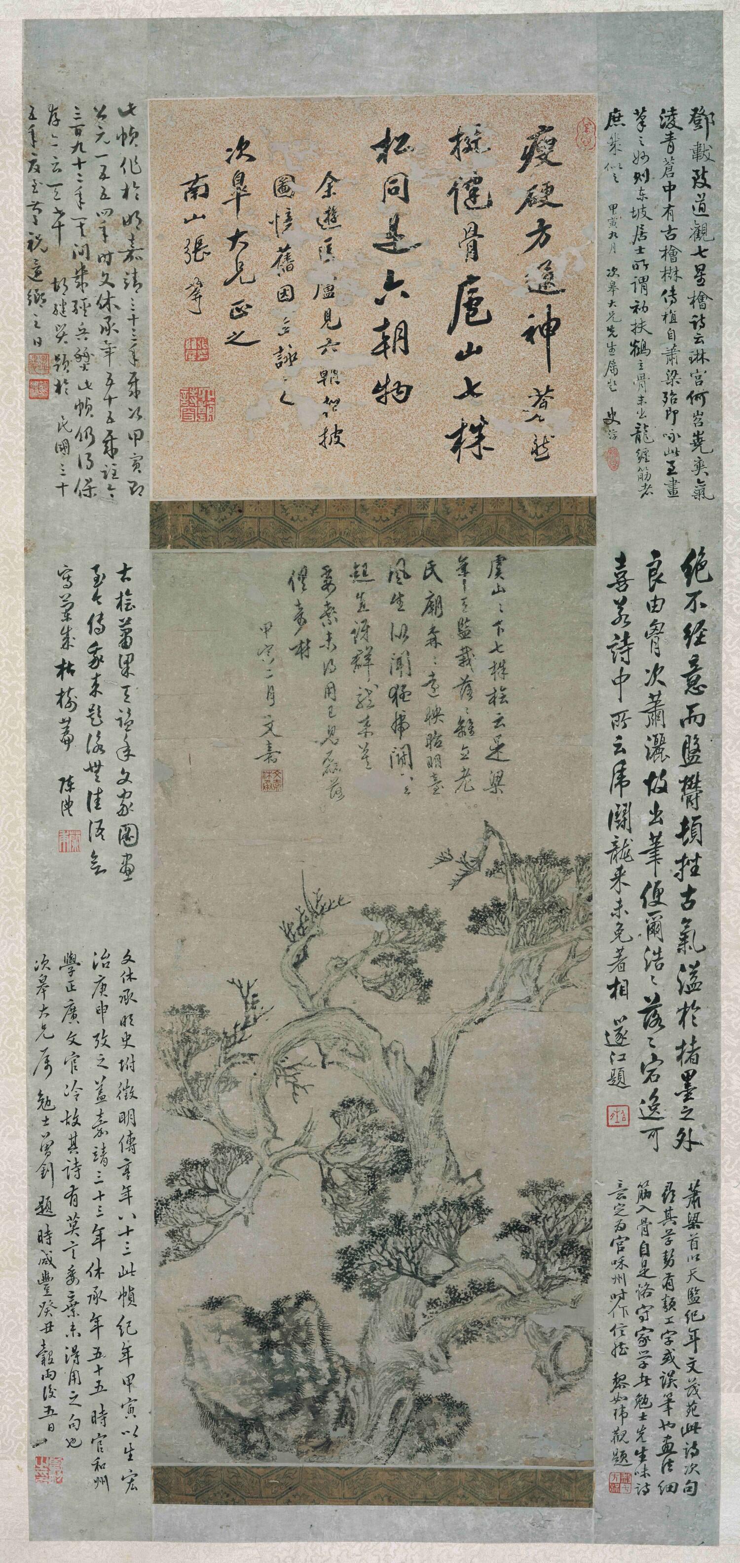 《虞山古桧图》文嘉 1554年作 纸本水墨 64cm×30.5cm