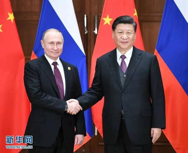 2019年4月26日，国家主席习近平在北京友谊宾馆同俄罗斯总统普京举行会谈。新华社记者 谢环驰 摄
