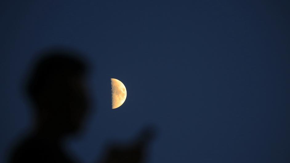 First quarter moon seen across China