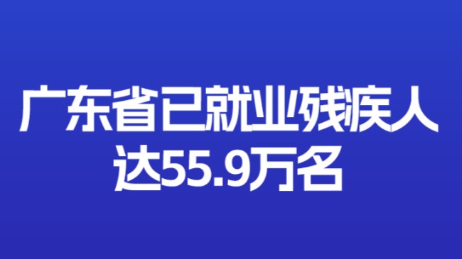 广东省已就业残疾人达55.9万名