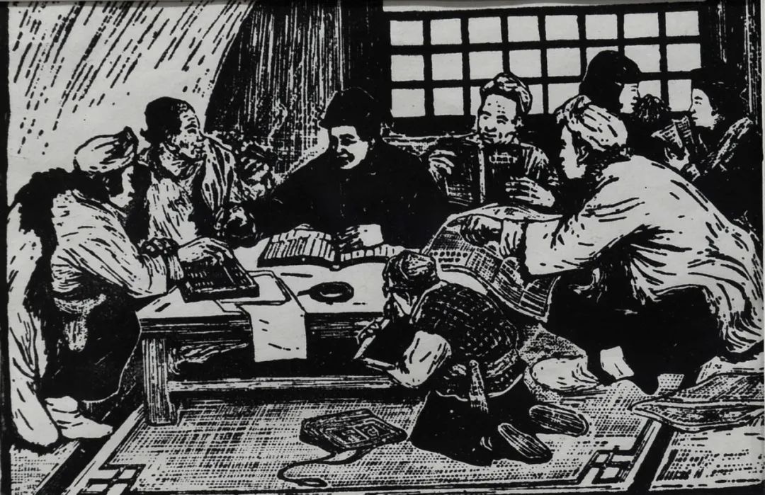 木刻作品《冬学》