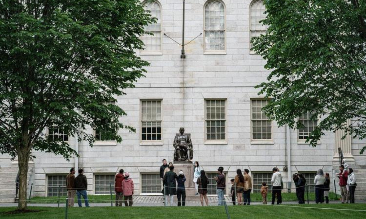 This photo taken on May 24, 2025 shows a view of the Harvard University campus in Cambridge, Massachusetts, the United States. (Photo by Ziyu Julian Zhu/Xinhua)