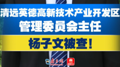 清远英德高新技术产业开发区管理委员会主任杨子文被查！