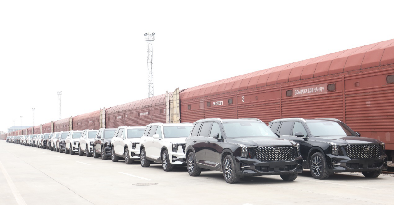 廣物中歐班列出口的“廣東造”自主品牌汽車。通訊員供圖