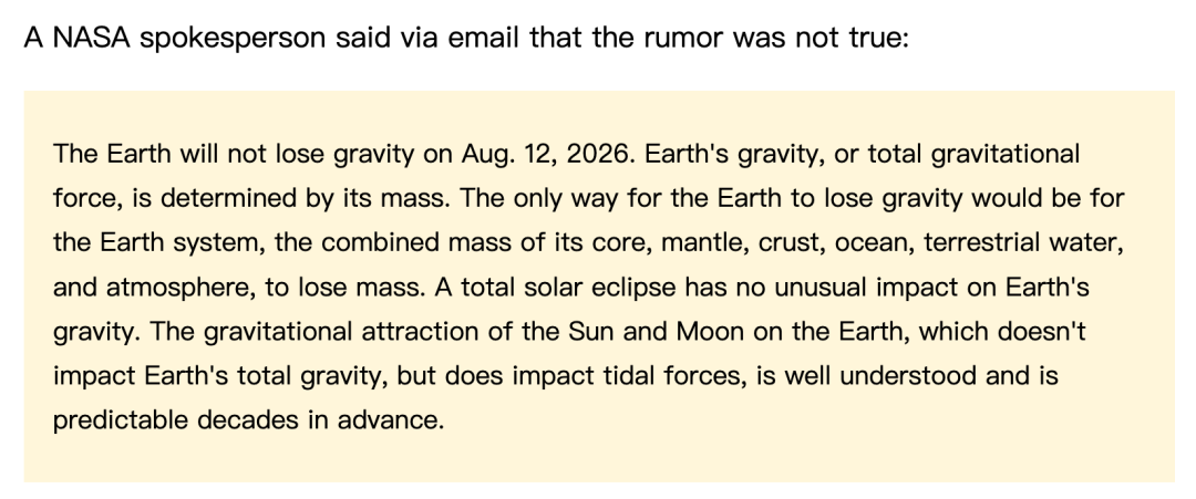 snops记者Jordan Liles的报道中，引用了对NASA的采访内容。