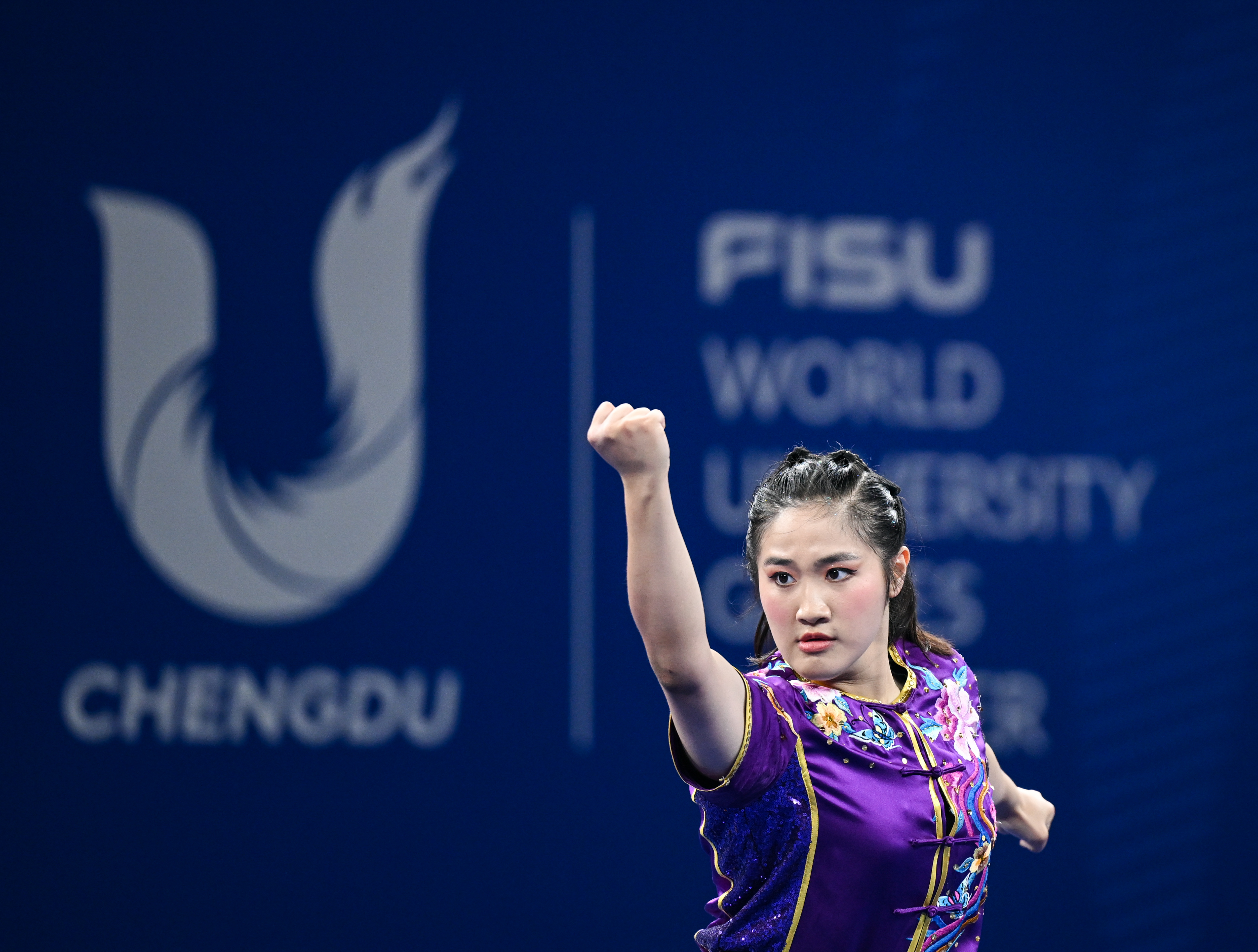 7月30日，中国澳门选手黄心妍在比赛中。最终，她以9.643分的成绩夺得冠军。（图：新华社）