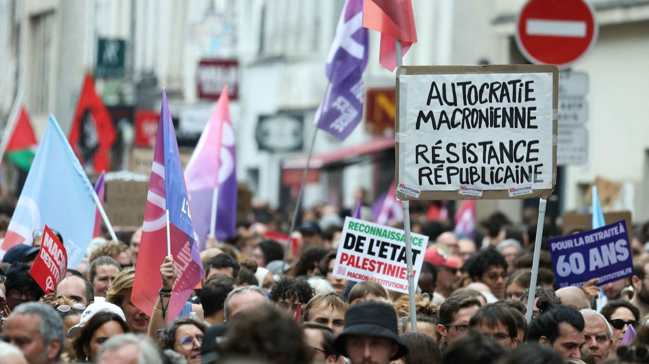 Thousands protest in France against Macron's choice of new prime minister