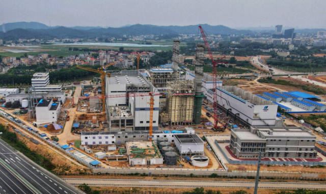 广东华电惠州东江燃机热电项目建设场景。