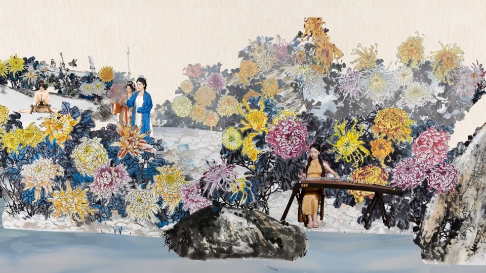 Frost's Descent | 18-meter-long painting featuring chrysanthemums in Zhongshan