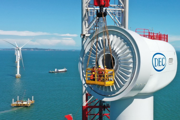 Construction milestone for China's first deep-sea floating wind power platform