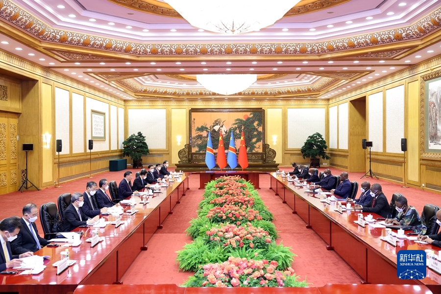 　　5月26日下午，国家主席习近平在北京人民大会堂同来华进行国事访问的刚果（金）总统齐塞克迪举行会谈。新华社记者 刘彬 摄