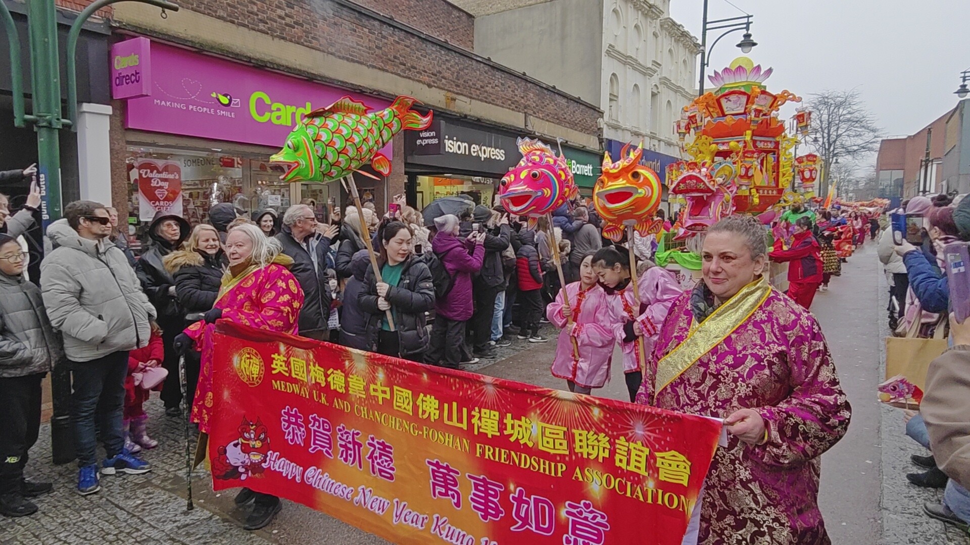 The scene of the Chinese New Year Parade in Medway, UK.