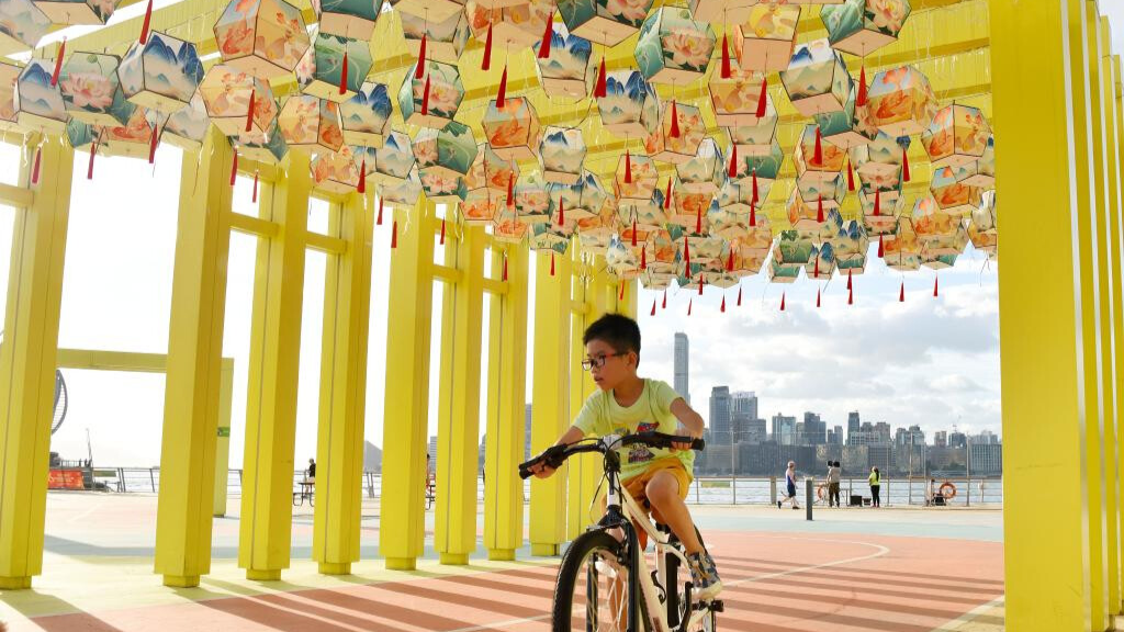 Streets of Hong Kong adorned with decorations for upcoming National Day, Mid-Autumn Festival