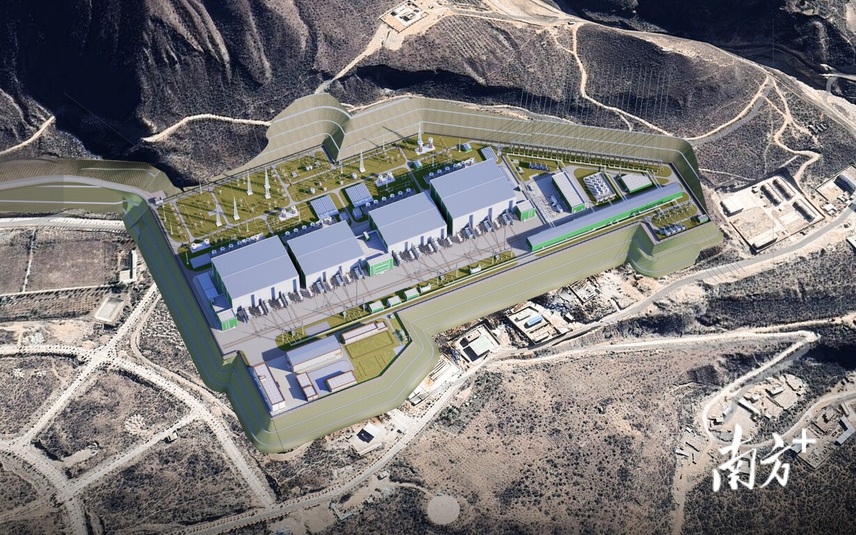 西藏林芝察隅换流站鸟瞰示意图。