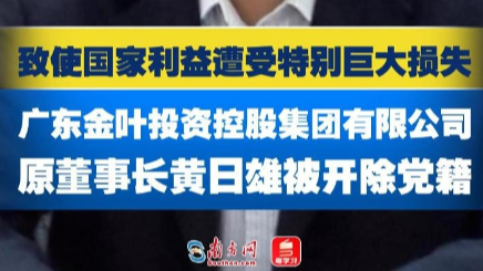 广东金叶投资控股集团有限公司原董事长黄日雄被开除党籍