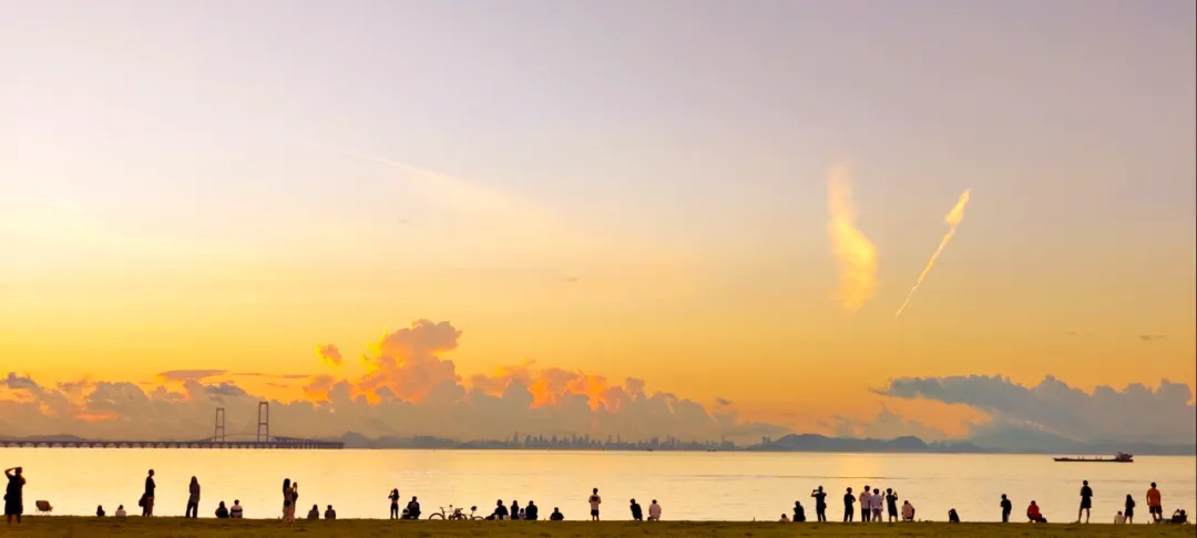 中山市翠亨新区马鞍岛滨海步道的日落风景（来源：中山发布）