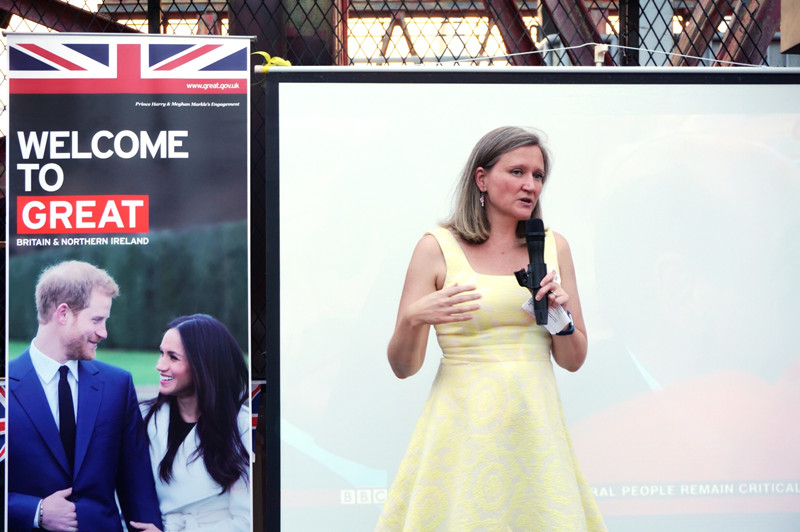 Karen Maddocks, British Consul-General in Guangzhou giving a speech.