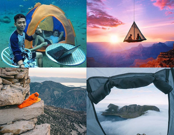 Did they REALLY sleep there? The hilarious Instagram profile that calls out travellers who post pictures of tents in extreme places