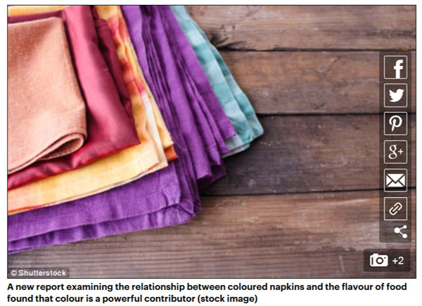 Food too salty? Then use an aqua blue NAPKIN: Bizarre report claims serviette colour affects the taste of your meal