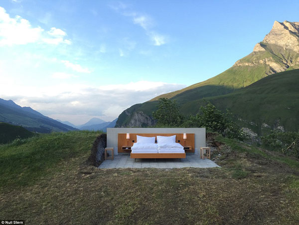 Now THAT'S a room with a view! Swiss hotel without walls offers a night's stay overlooking the Alps