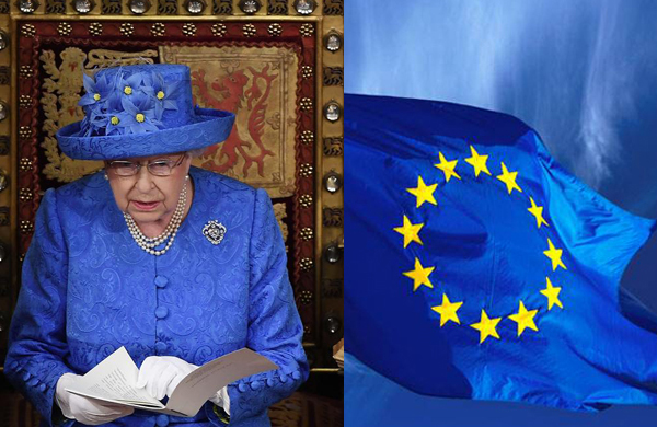 Twitter erupts as the Queen delivers speech outlining Brexit plans wearing a hat that looks suspiciously like a EUROPEAN flag