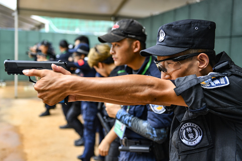 The 24th National Police Practical Pistol Shooting Competition kicks off in Foshan. (Photo: Chen Jimin)
