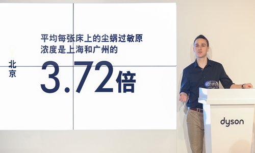 Research shows that the concentration of dust mites on beds in Beijing is 3.72 times more than that in Shanghai and Guangzhou, says Kyle Toole, senior design engineer at Dyson. Photo: Courtesy of Dyson China