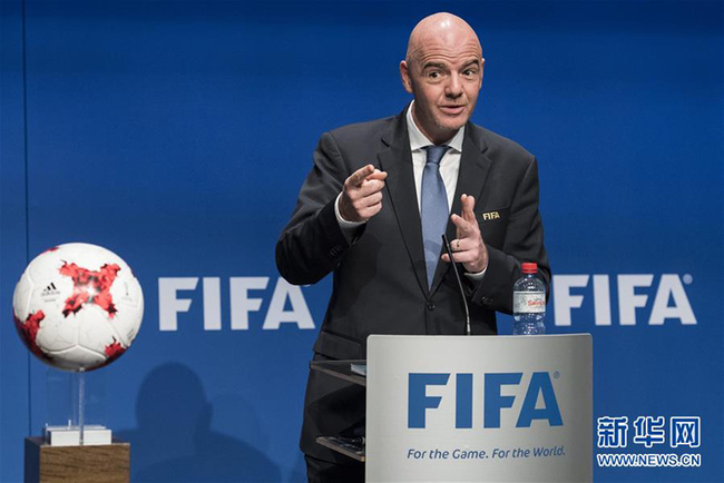 Gianni Infantino, President of FIFA, speaks at a news conference in Zurich, Switzerland. (Photo/Xinhua)