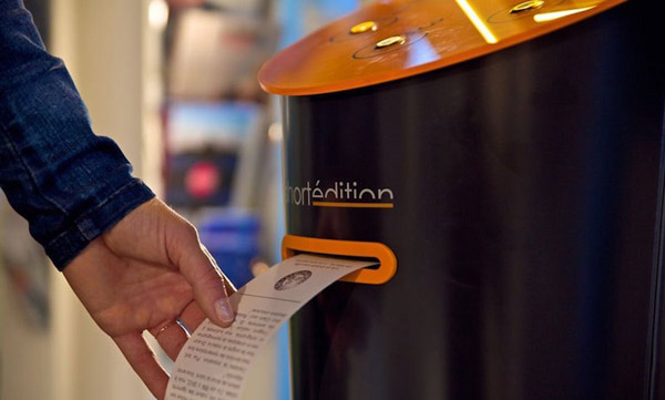 Creative vending machine prints short stories to read while you wait