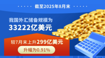 8月我国外汇储备规模小幅增至33222亿美元 8月我国外汇储备规模小幅增至33222亿美元