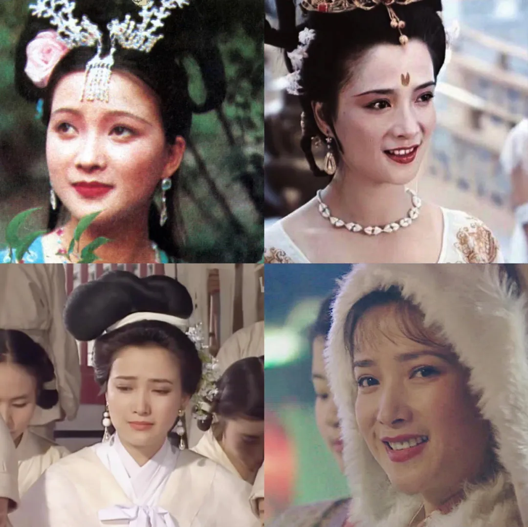 何晴分别饰演怜怜(左上)、秦可卿(右上)、小乔(左下)、李师师(右下)