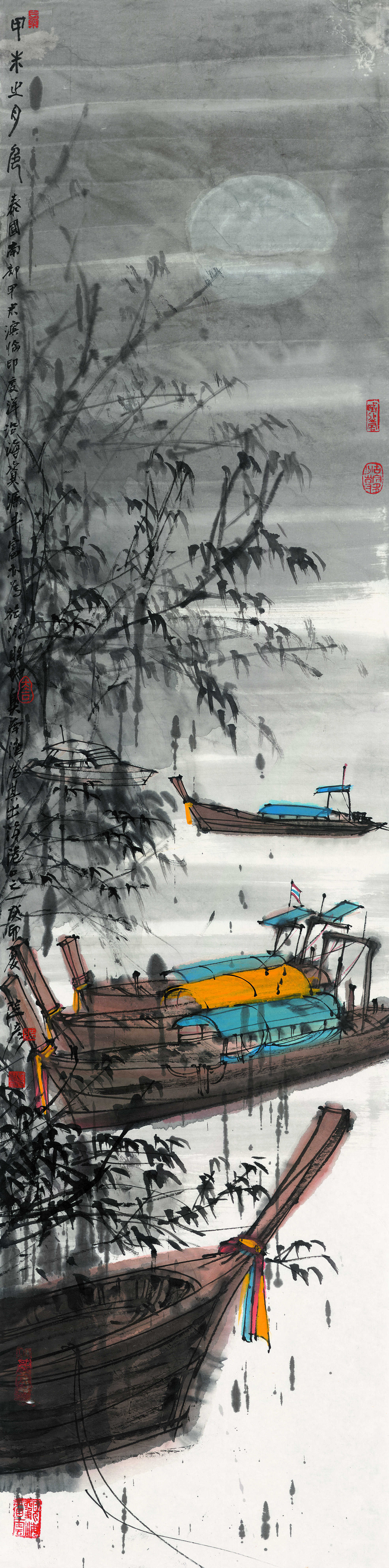  张彦《甲米之月色》138cm×34cm 2023年