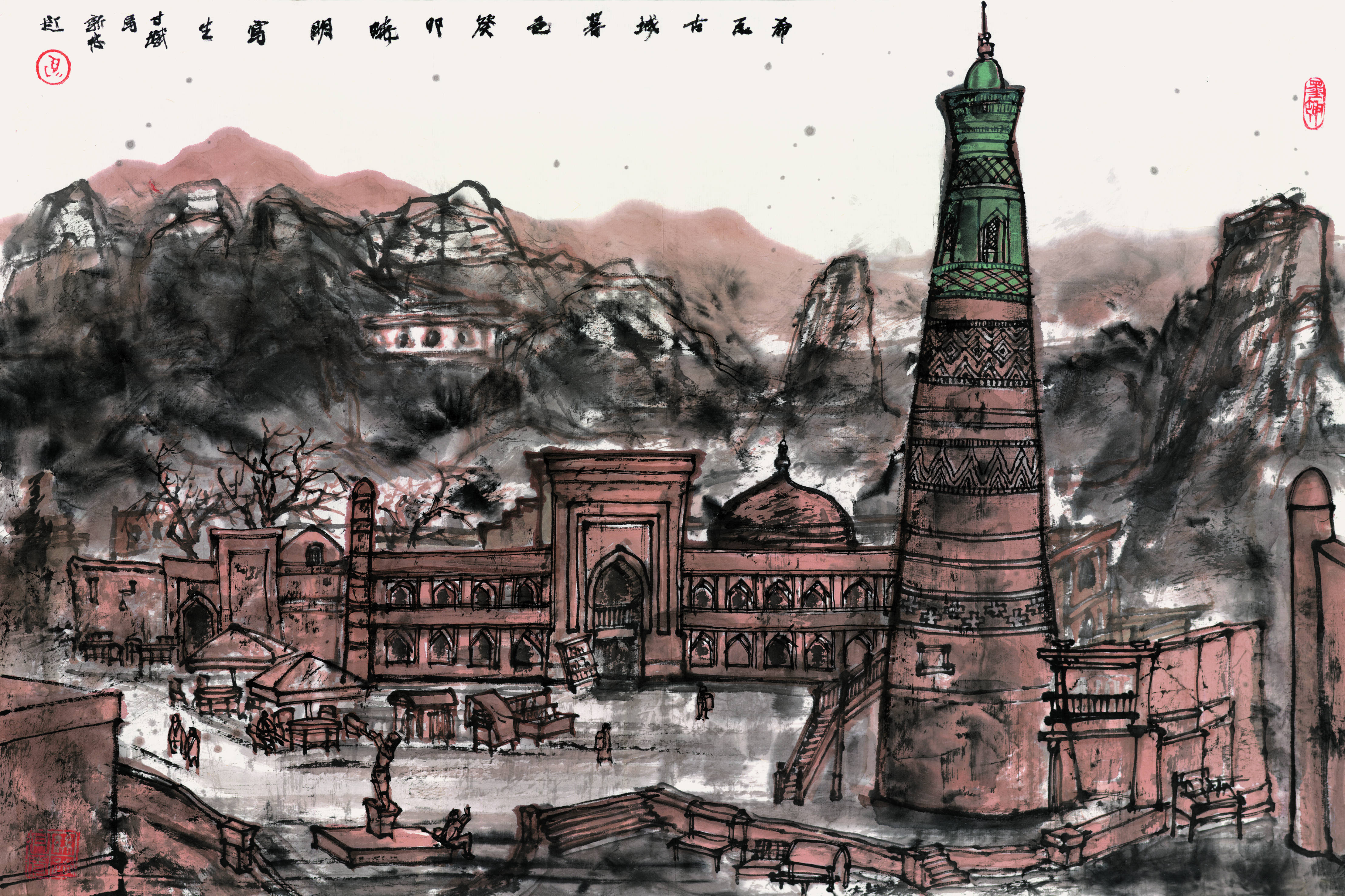谭晓明《希瓦古城暮色》46cm×69cm 2023年